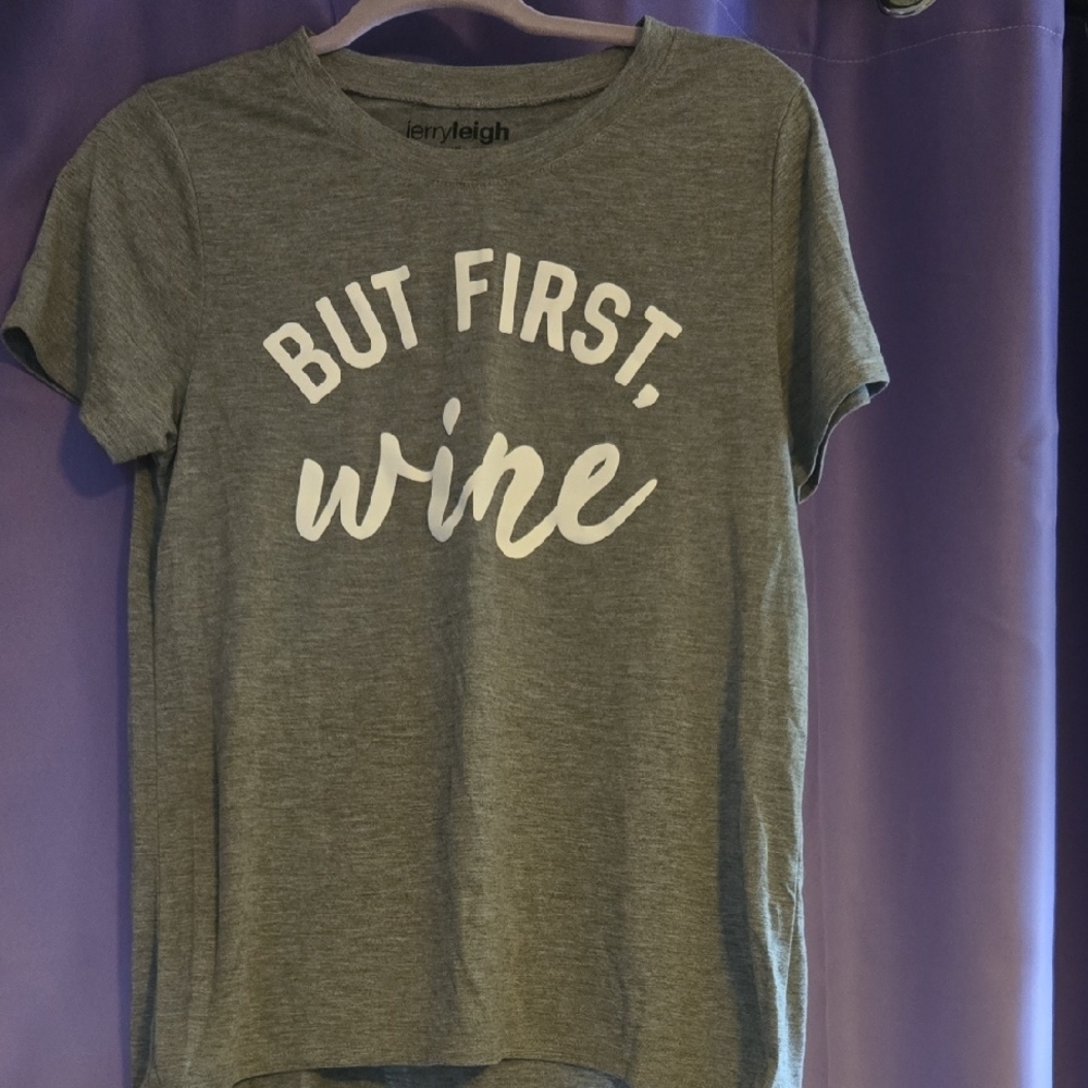 Gray Graphic Tee - 'But First, Wine'